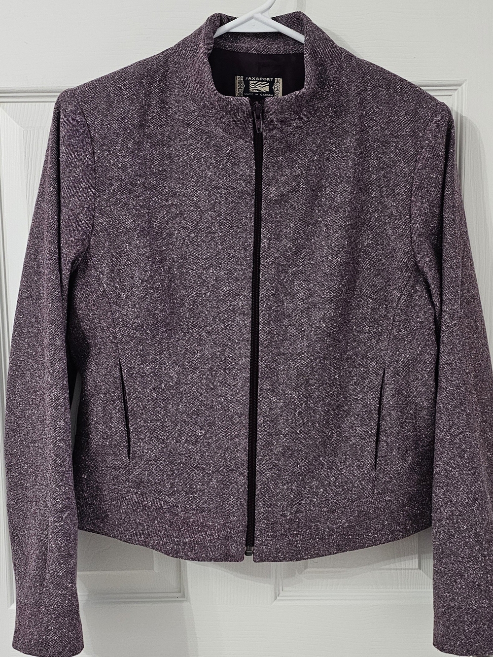 Jaxsport Wool Heathered Plum Zip-Front Blazer